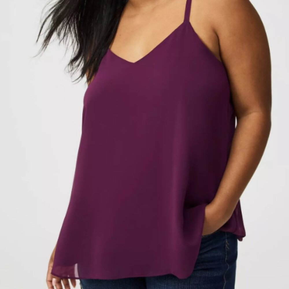 Torrid Sophie Chiffon Double Layer Swing Cami Tank Top - purple - size L, 14/16